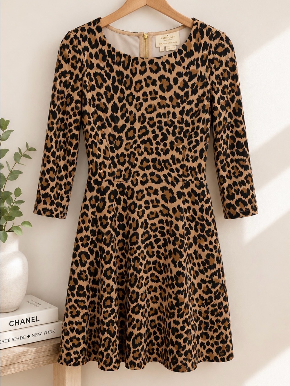 kate spade Leopard-Print Fit & Flare Dress - Tan & Black